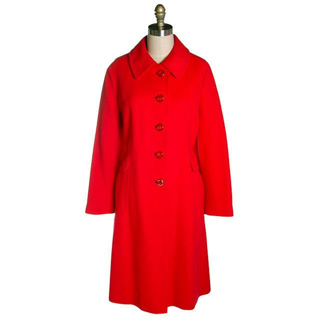 Vintage Lipstick Red Cashmere Coat 1950s Fabulous Pockets 42" Bust - The Best Vintage Clothing
 - 1
