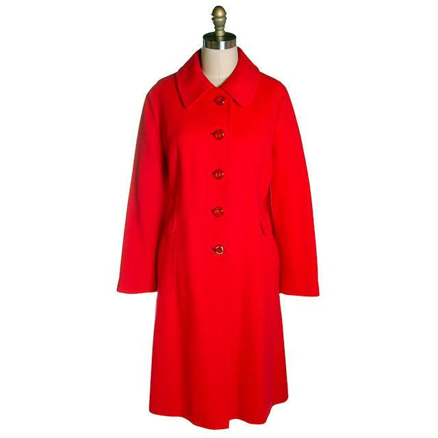 Vintage Lipstick Red Cashmer Coat 1950s Fabulous Buttons 40