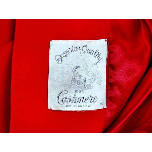Vintage Lipstick Red Cashmere Coat 1950s Fabulous Pockets 42" Bust Women's The Best Vintage Clothing