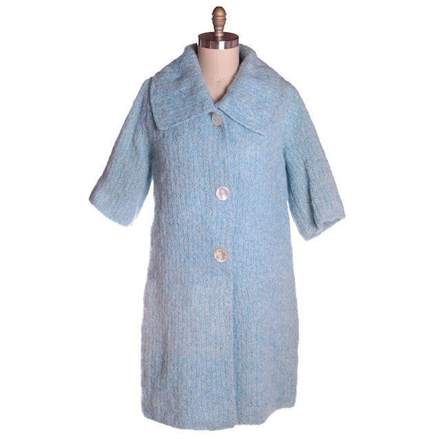 Vintage Pale Blue Mohair Sweater Coat 1950s Lined In Silk  44 Bust - The Best Vintage Clothing
 - 1