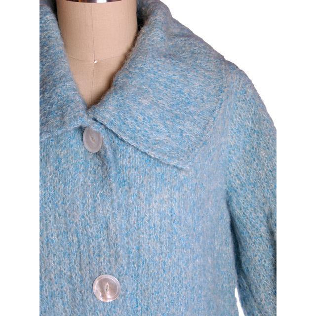 Vintage Pale Blue Mohair Sweater Coat 1950s Lined In Silk 44 Bust Cart2cart vendor-unknown