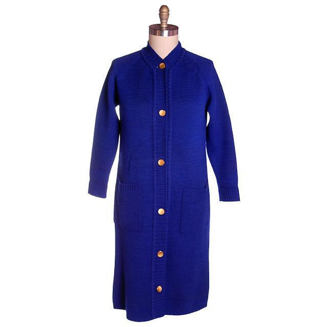 Vintage Royal Blue Sweater Dress/Coat 1960s Mara Londres Bust 44 - The Best Vintage Clothing
 - 1