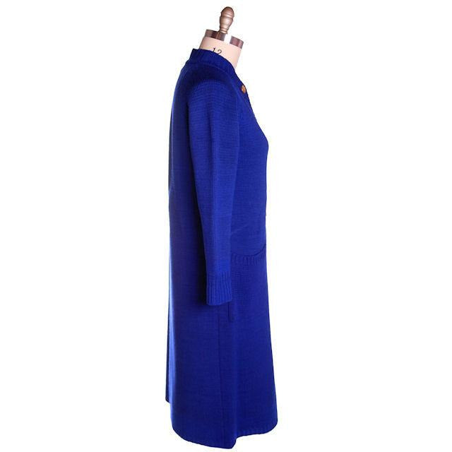 Vintage Royal Blue Sweater Dress/Coat 1960s Mara Londres Bust 44 Women's vendor-unknown