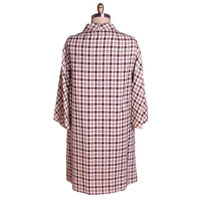 Vintage Large Scale Hounds Tooth Linen Swing Coat 1950s Great Buttons M-L Cart2cart The Best Vintage Clothing