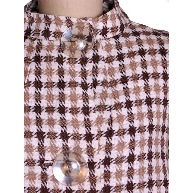 Vintage Large Scale Hounds Tooth Linen Swing Coat 1950s Great Buttons M-L Cart2cart The Best Vintage Clothing