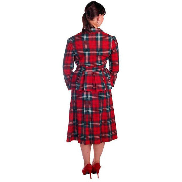 Vintage Red/Green Plaid Wool Suit Ladies Early 1940s Belted 42-30-42 Large New Arrivals The Best Vintage Clothing