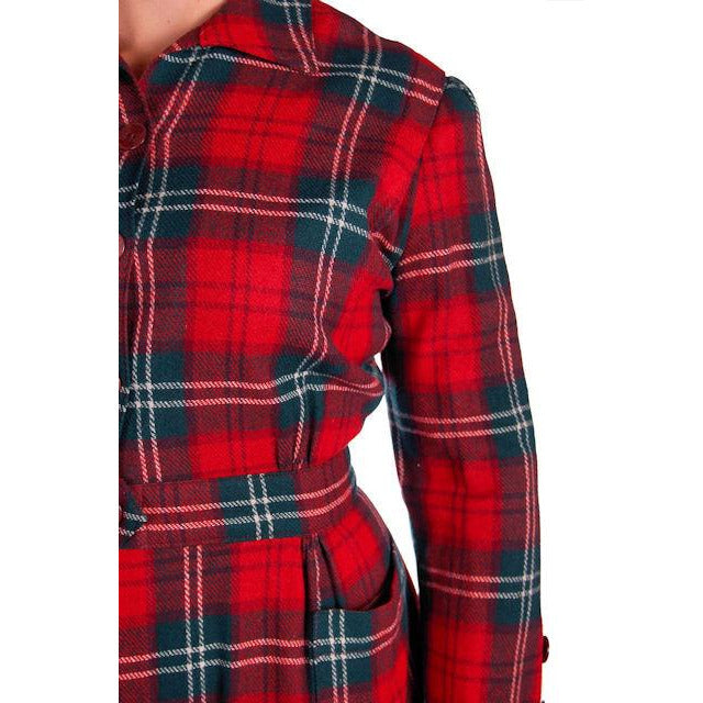 Vintage Red/Green Plaid Wool Suit Ladies Early 1940s Belted 42-30-42 Large New Arrivals The Best Vintage Clothing
