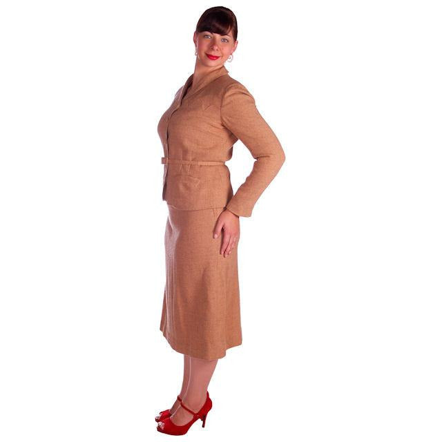 Vintage Davidow Peachy Tan Wool Flecked Suit 1950s 38-29-40 Cart2cart Davidow