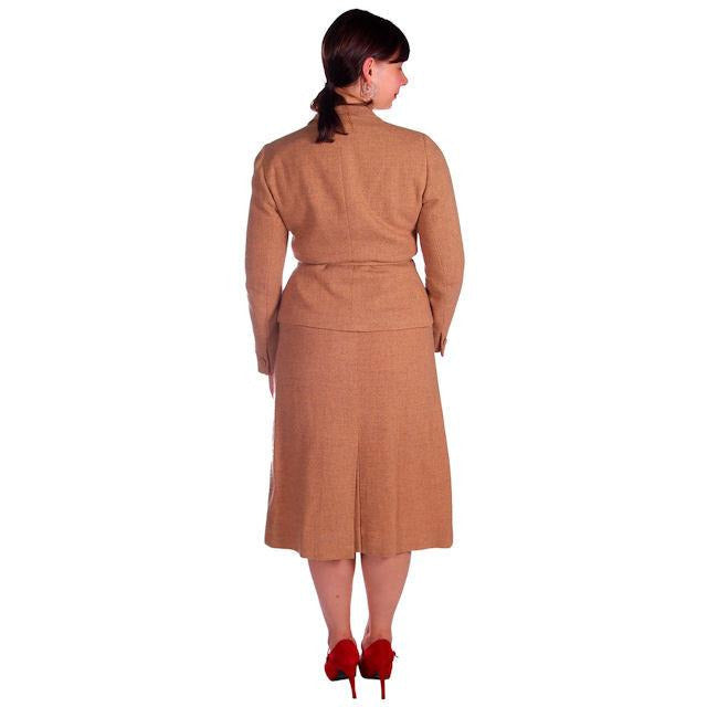 Vintage Davidow Peachy Tan Wool Flecked Suit 1950s 38-29-40 Cart2cart Davidow