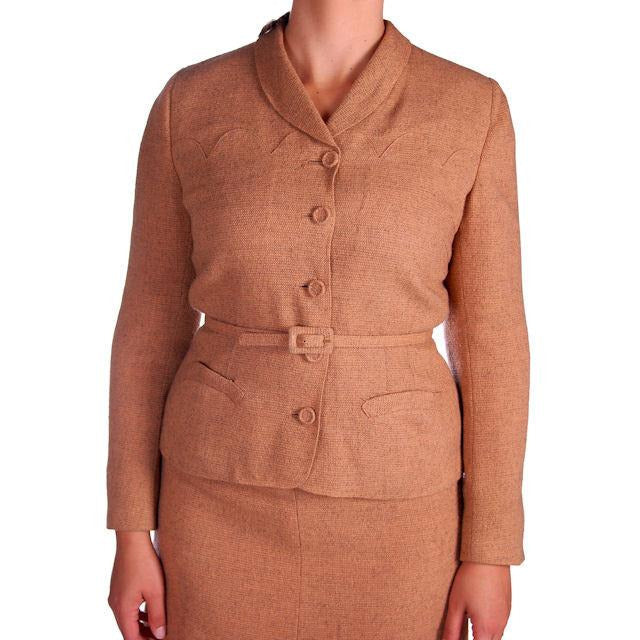 Vintage Davidow Peachy Tan Wool Flecked Suit 1950s 38-29-40 Cart2cart Davidow