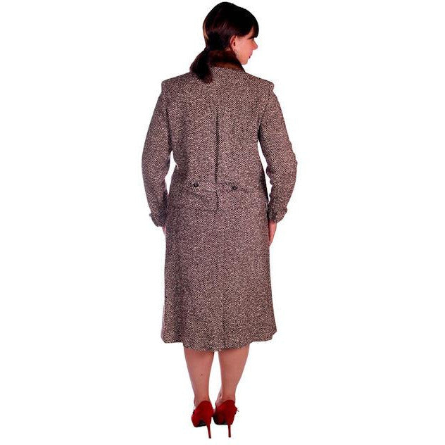 Vintage Brown Tweed Wool Ladies Suit Mink Collar 1950s 43-30-43 Women's The Best Vintage Clothing