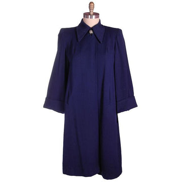 Vintage Navy Blue Wool Swing Coat Fab Details 1940s M-XL - The Best Vintage Clothing
 - 1