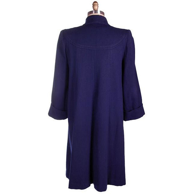 Vintage Navy Blue Wool Swing Coat Fab Details 1940s M-XL Cart2cart The Best Vintage Clothing
