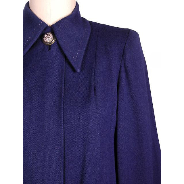 Vintage Navy Blue Wool Swing Coat Fab Details 1940s M-XL Cart2cart The Best Vintage Clothing