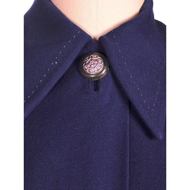 Vintage Navy Blue Wool Swing Coat Fab Details 1940s M-XL Cart2cart The Best Vintage Clothing