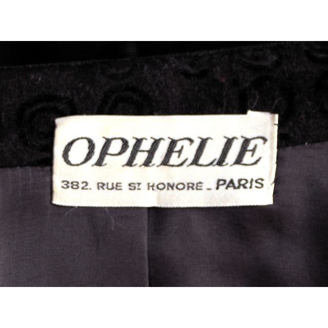 Vintage Classic Textured Black Suit Ophelie 1980s Paris Circles Motif 40 Bust-43 Women's Ophelie