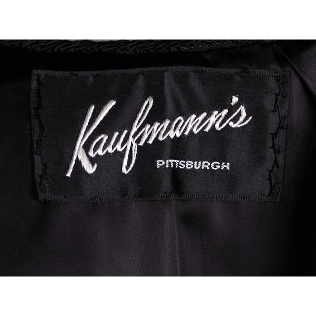 Vintage Swing Coat Black Karakul Fur Persian Lamb White Mink Trim Large 1950s M-L Women's The Best Vintage Clothing