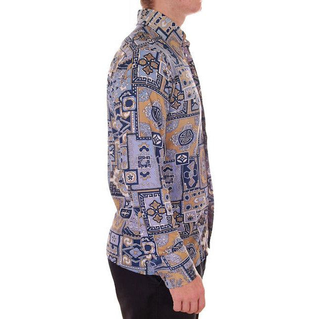 Mens Vintage Nylon Body Shirt 1970s Disco Style Large Geometric Print Men's Vintage,New Arrivals,On Sale The Best Vintage Clothing