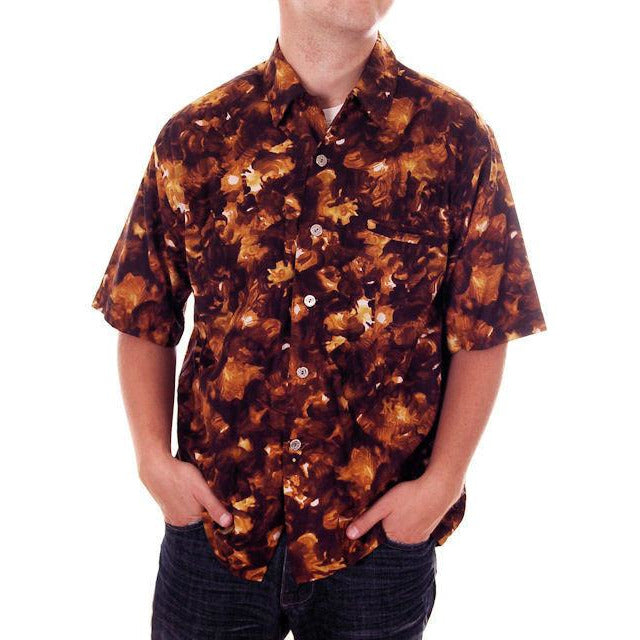 Vintage Mens Hawaiian Loop Collar Shirt Molokai Brown/Gold Sz L 1960s - The Best Vintage Clothing
 - 1