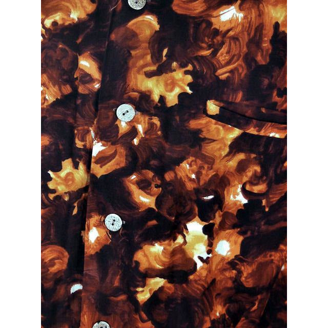 Vintage Mens Hawaiian Loop Collar Shirt Molokai Brown/Gold Sz L 1960s Men's Vintage,New Arrivals The Best Vintage Clothing