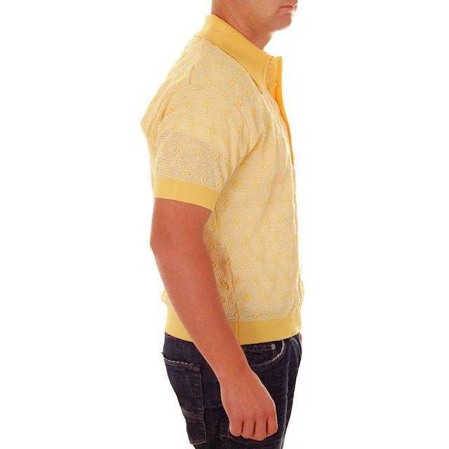 Vintage Mens Shirt Lucien Piccard Yellow Poly Uber 1970s Men's Vintage,New Arrivals,On Sale Lucien Piccard