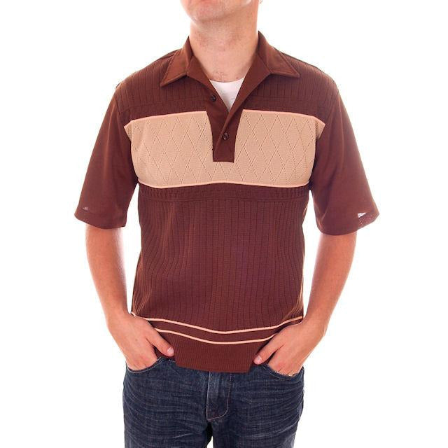 Vintage Mens Brown Two Tone Poly Shirt Rat Pack 1970s M Men's Vintage,New Arrivals,On Sale The Best Vintage Clothing