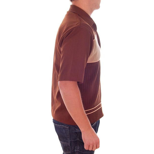 Vintage Mens Brown Two Tone Poly Shirt Rat Pack 1970s M Men's Vintage,New Arrivals,On Sale The Best Vintage Clothing