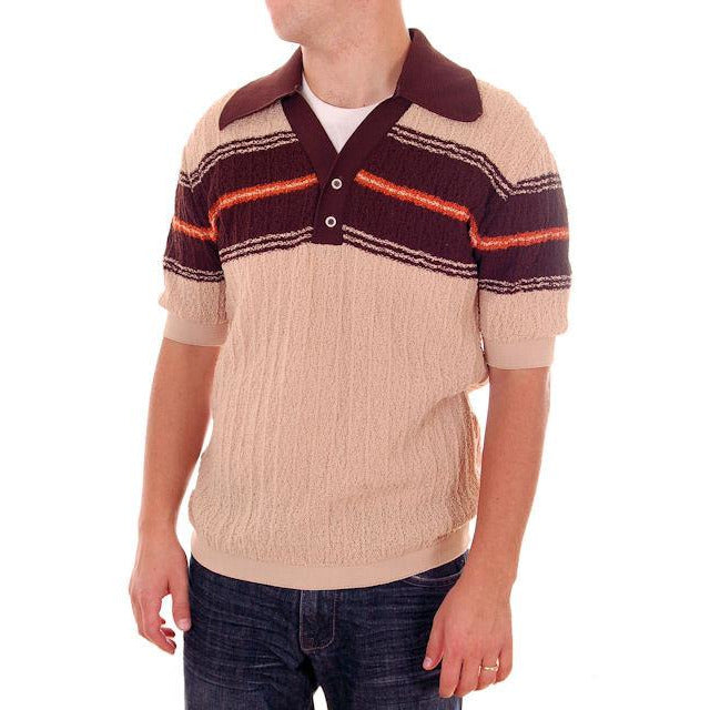 Mens Vintage Super 70s Rat Pack Shirt Browns Textured Poly M - The Best Vintage Clothing
 - 1