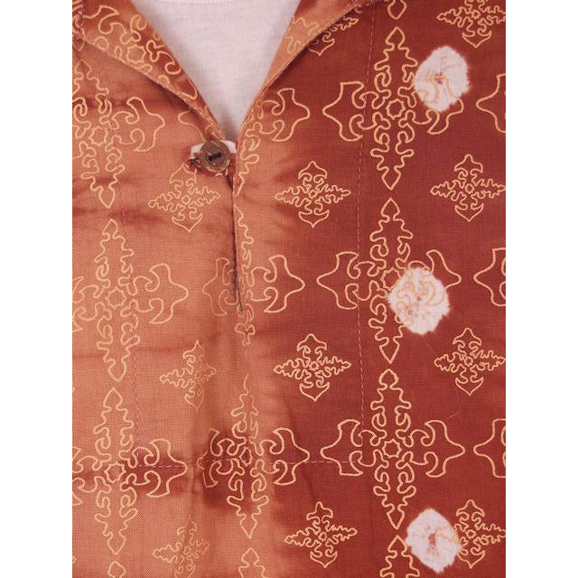 Vintage Mens Batik Print Shirt Pullover 1970s Med Browns Men's Vintage,New Arrivals The Best Vintage Clothing