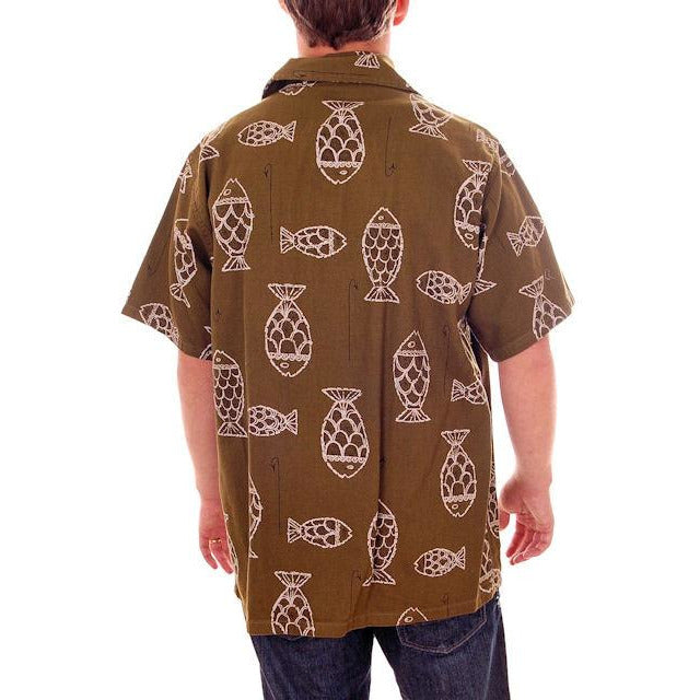Vintage Mens Ricky Style Shirt 1950s Fish Print Med Men's Vintage,New Arrivals The Best Vintage Clothing