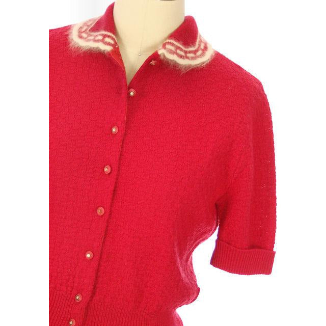Vintage Sweater Suit Lipstick Red Womens 2PC 1950s 36-28-38 Women's,New Arrivals The Best Vintage Clothing