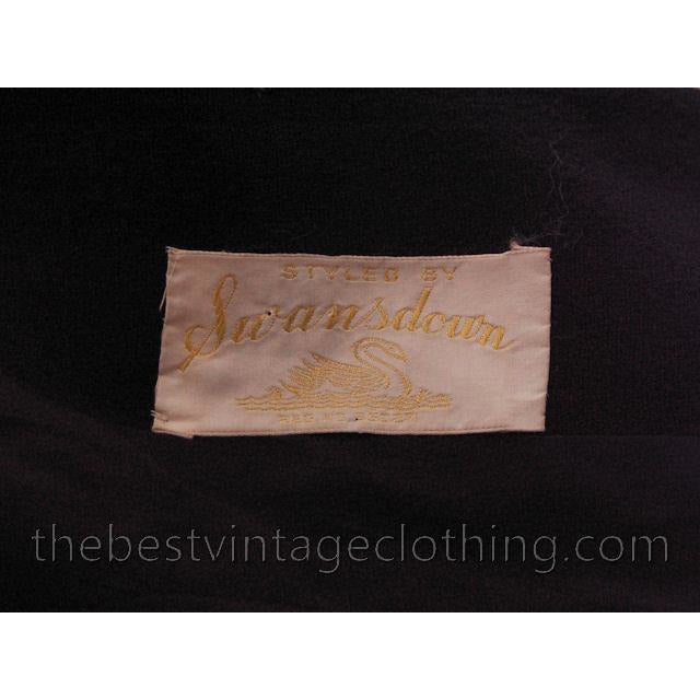 Vintage Suit Classic 1940s Ladies Black Crepe Swansdown Embellished Collar Small Women's,New Arrivals The Best Vintage Clothing