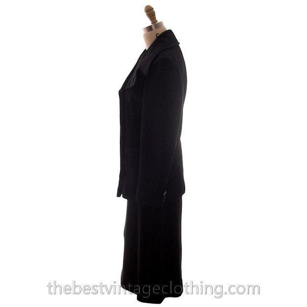 1970s Vintage Suit Womens Lynn Hayes Black Wool Cool Mod Lining Double Breasted S Women's The Best Vintage Clothing