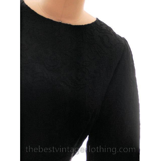 Vintage Retro Black Brocade Cocktail Dress 1950s Medium Sz 40 Hourglass Shape Aure Women's The Best Vintage Clothing