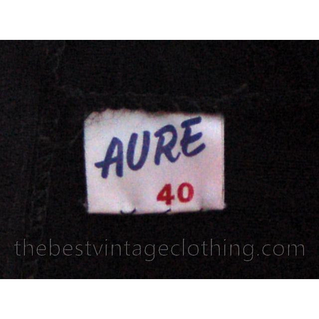 Vintage Retro Black Brocade Cocktail Dress 1950s Medium Sz 40 Hourglass Shape Aure Women's The Best Vintage Clothing