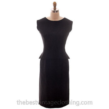 Vintage Norell 2PC Sleeveless Suit Designer Black Wool Boucle Stunning Fit Medium Women's,New Arrivals vendor-unknown