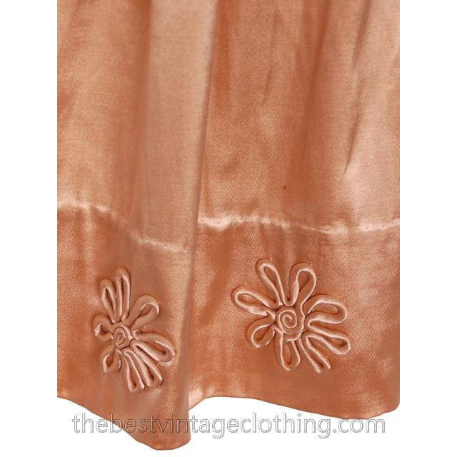 Vintage 1920s Dress Gold Silk Satin Fantastic Lace Collar Soutache Medium Downton Abbey S- M Women's,New Arrivals The Best Vintage Clothing