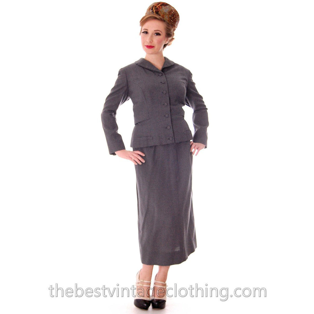 Jablow Suit Vintage 1950s Gray Womens Day Suit Damaged Costume 40-27-41 - The Best Vintage Clothing
 - 1