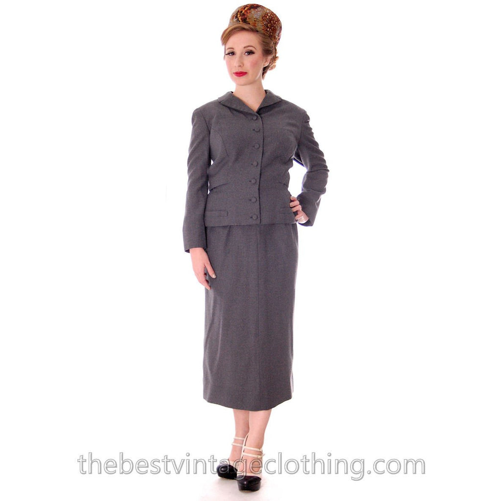 Jablow Suit Vintage 1950s Gray Womens Day Suit Damaged Costume 40-27-41 The Best Vintage Clothing