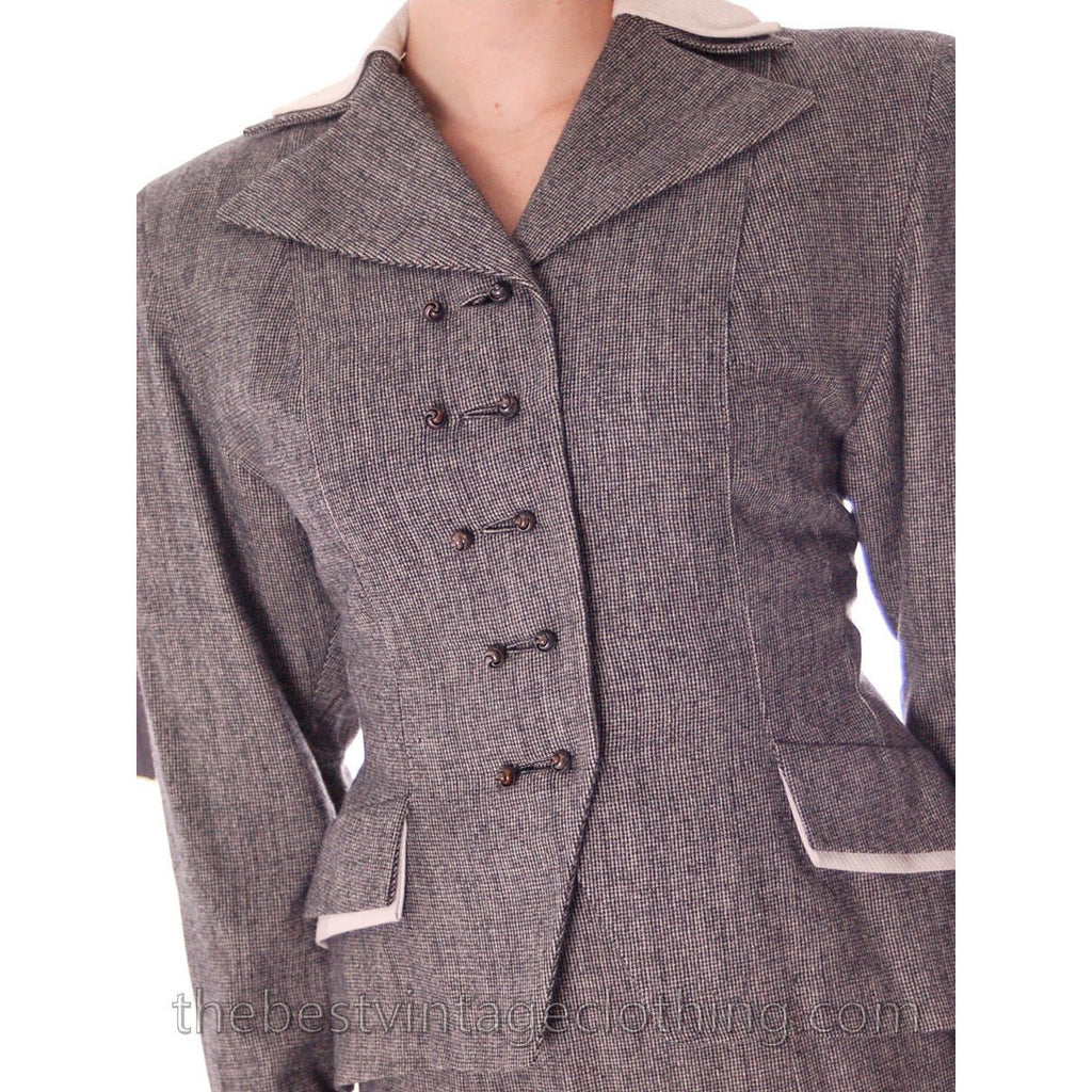 NOS Vintage Suit 1940s Womens Black & White Tweed 32-24-35 Hot Style suit The Best Vintage Clothing