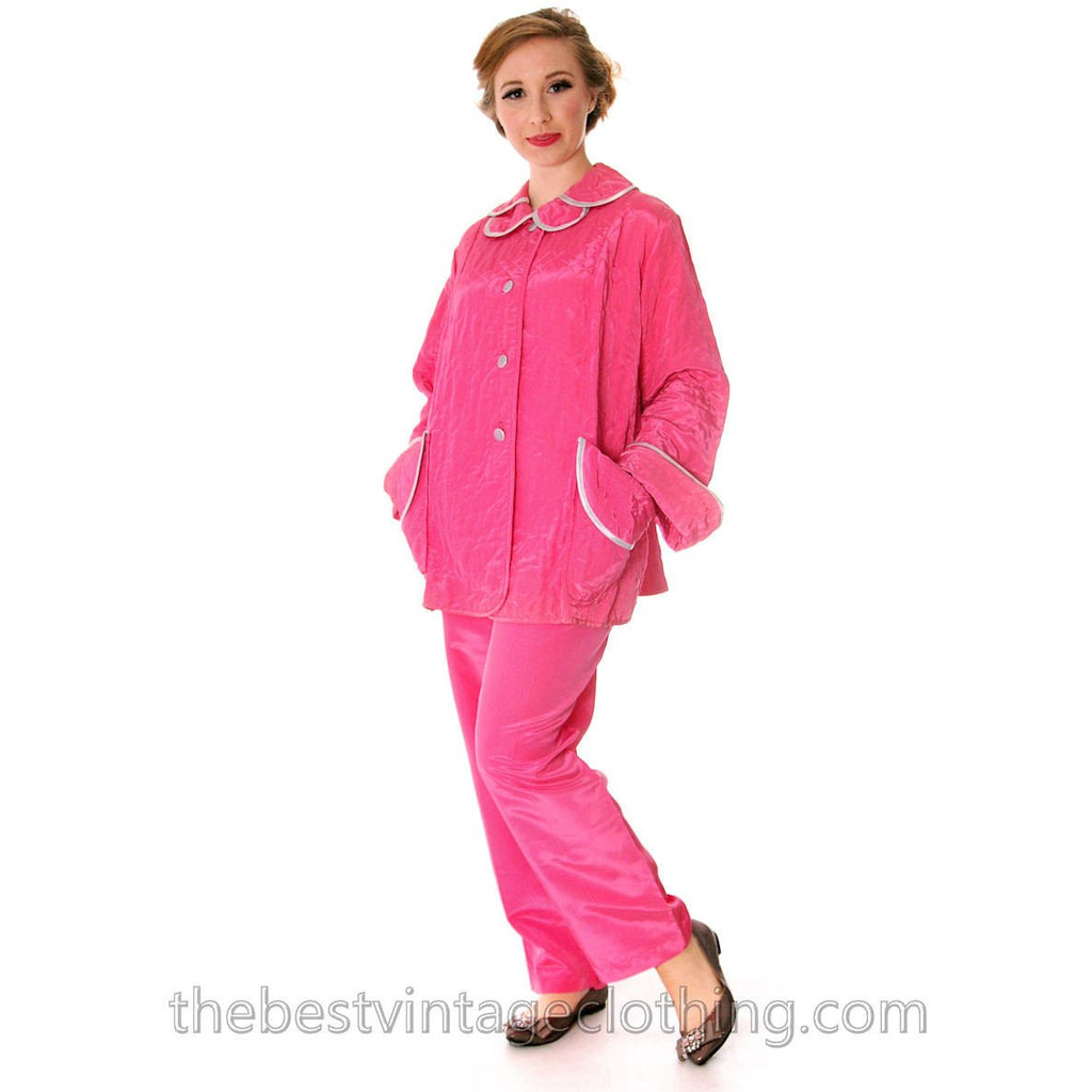 Vintage I Love Lucy Pajamas Womens Fuchsia Lyn Delle 1950s 46-28-40 US Size 6 Lyn Delle The Best Vintage Clothing