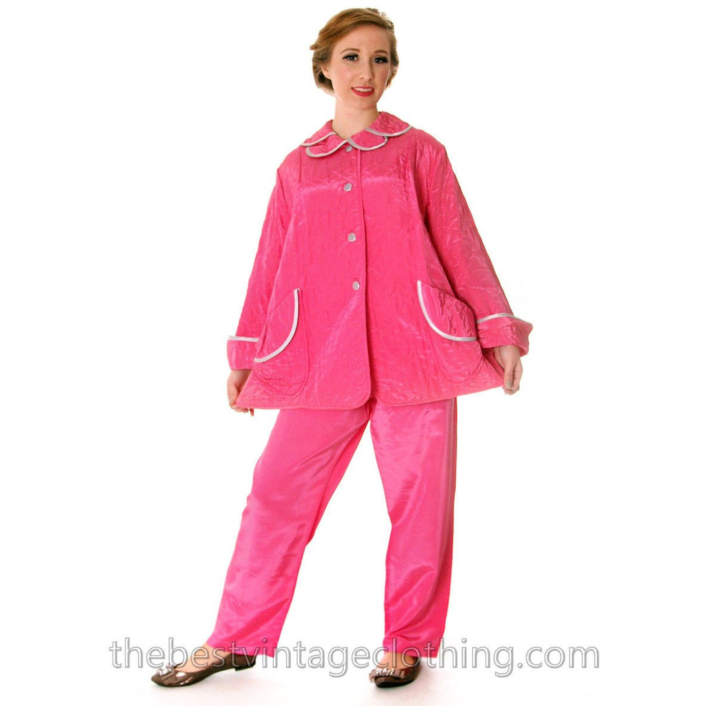 Vintage I Love Lucy Pajamas Womens Fuchsia Lyn Delle 1950s 46-28-40 US Size 6 Lyn Delle The Best Vintage Clothing