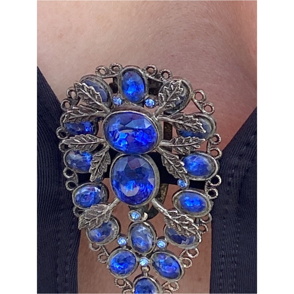 Vintage Teardrop Large Blue Stones Dress Clips 1930S Cart2cart The Best Vintage Clothing