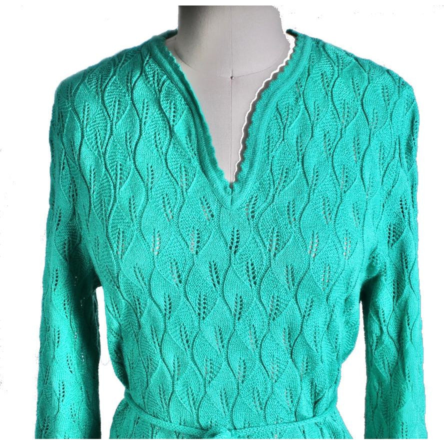 Vintage Green Sweater Dress Keith Adams Womens Large 16 Shell Stitch NWT Acrylic Cart2cart The Best Vintage CLothing