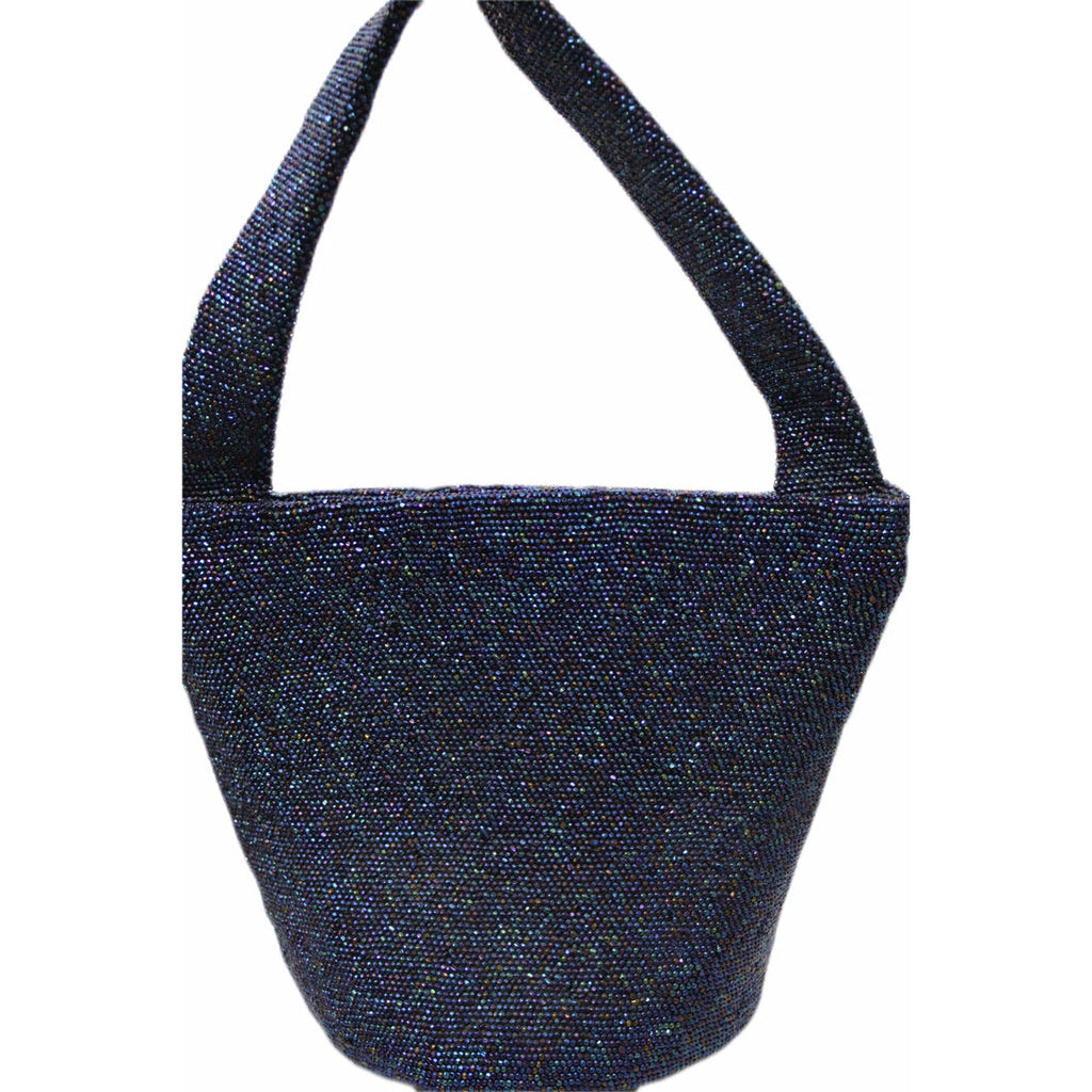 Vintage Purse Midnite Blue Carnival Glass Beads Roundish Box Bag Style 40s purse The Best Vintage Clothing