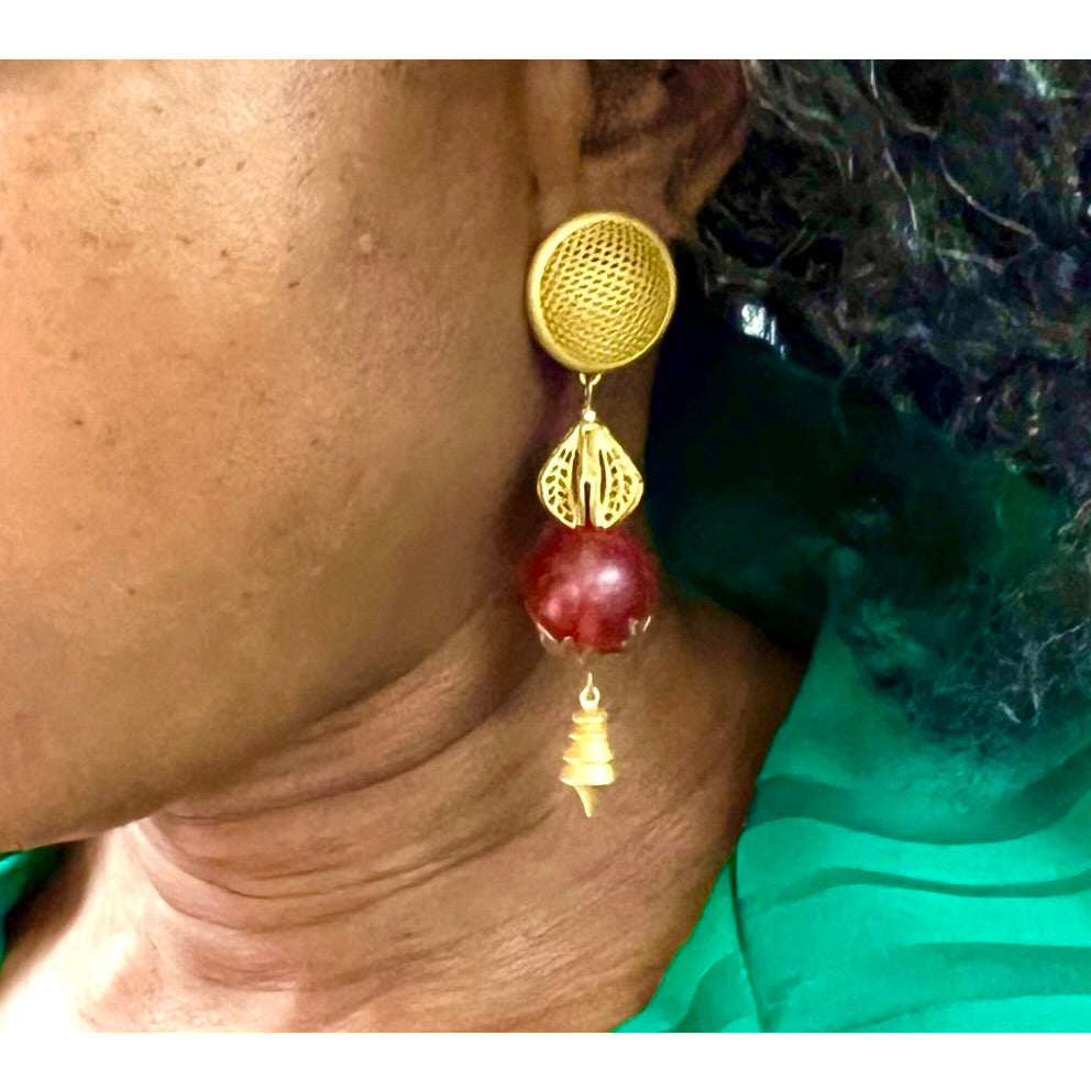 Vintage Gold/Pink Beaded Pierced Earrings 1980S On Sale The Best Vintage Clothing