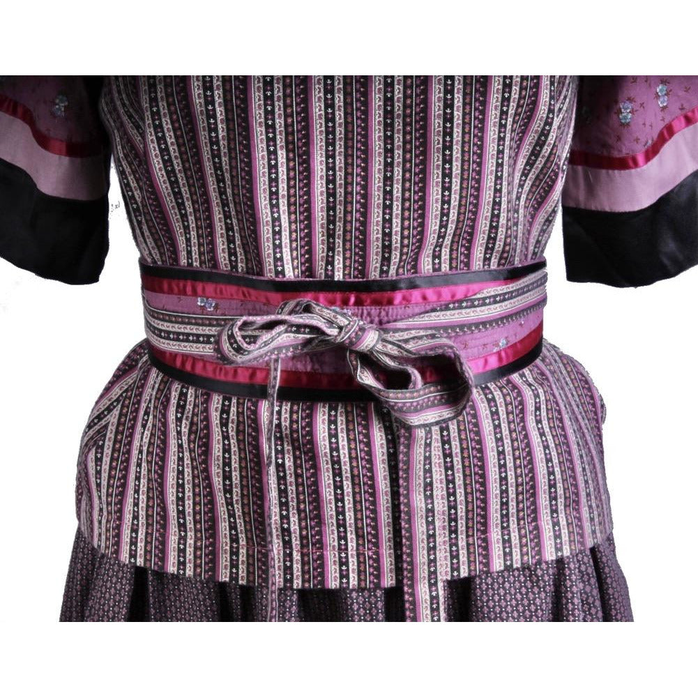 Vintage 2 PC Skirt Set Stijfselkissie 1970S Marijke Benedict Mixed Prints in Plum M/L Cart2cart Stijfselkissie