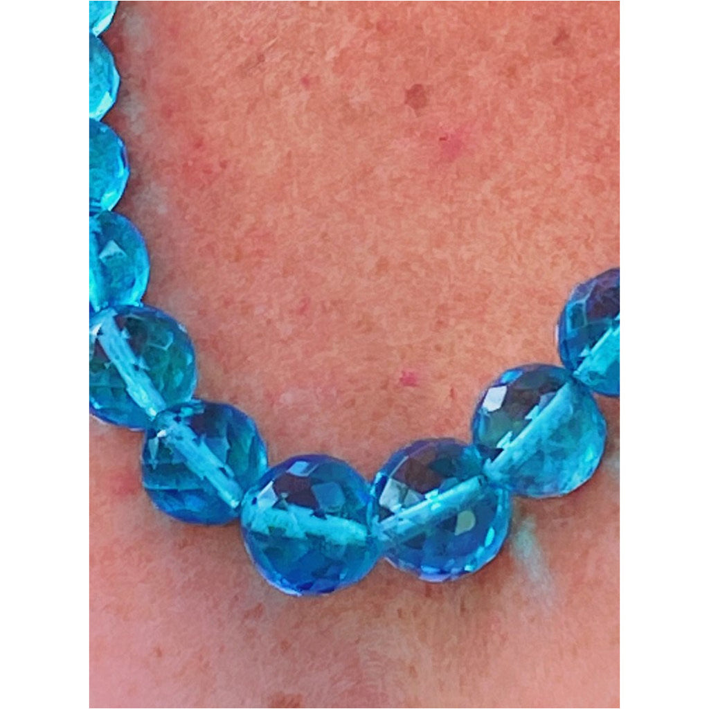 Vintage Aqua Crystal Necklace 22" Graduated Beads 1940S Cart2cart The Best Vintage Clothing