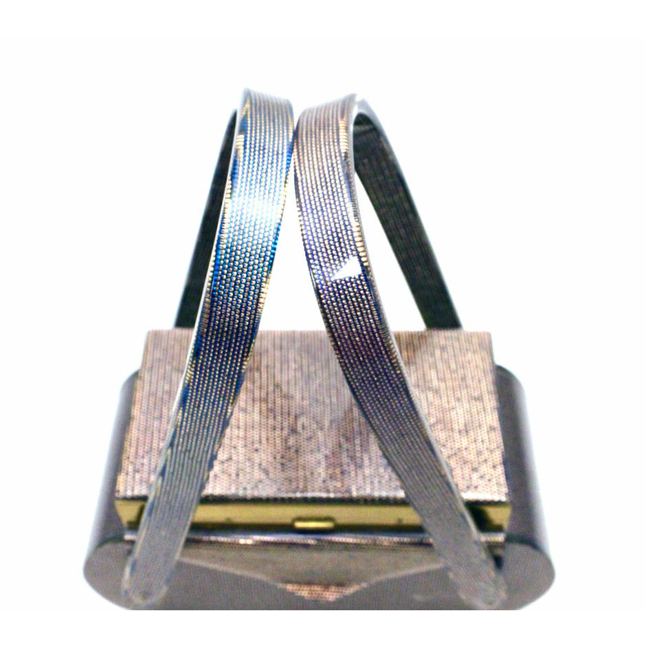 VTG Wilardy Periwinkle Iridescent Lucite Bag With Compact In Lid 1940s Box Purse New Arrivals The Best Vintage Clothing