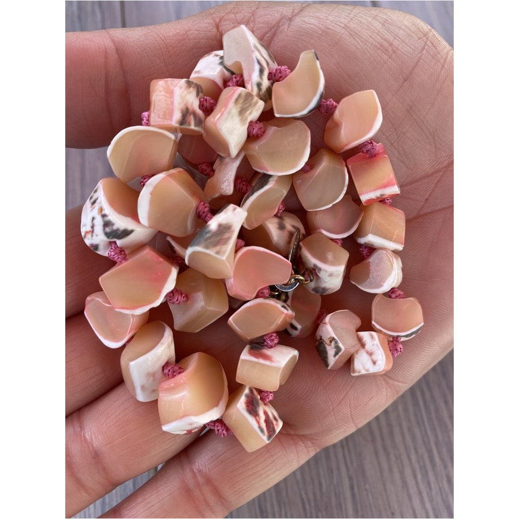 Vintage Signed Jewelry Les Bernard Necklace Natural Pink Shell Chunky Choker On Sale Les Bernard